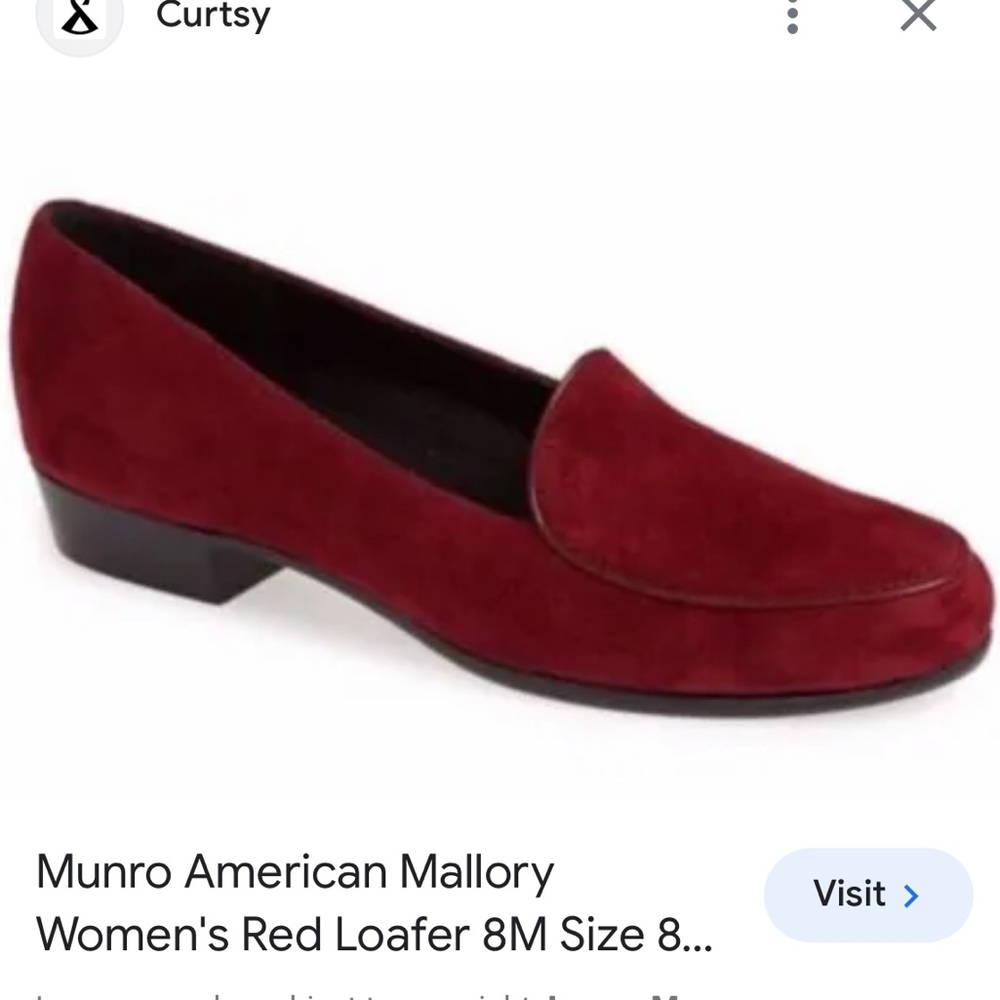 Munro Mallory Faux Suede Holiday Red/Burgundy Loafer Sz 10 M